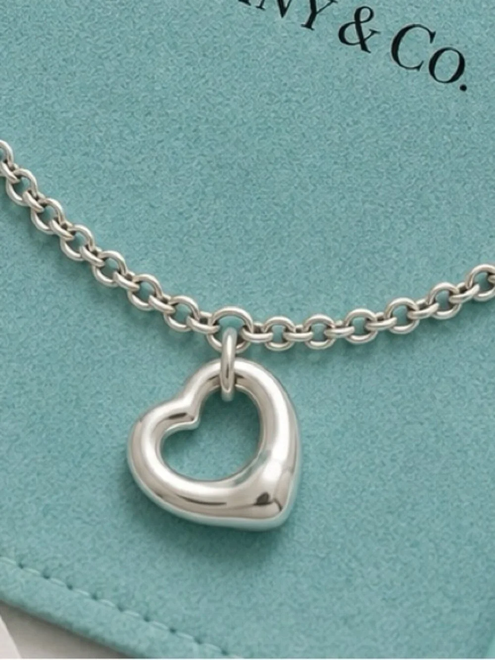 Tiffany & Co. Elsa Peretti Open Heart Bracelet Sterling Silver Large 7.5” Spain